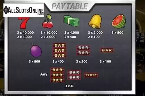 Paytable 2. 777 Vegas from KA Gaming