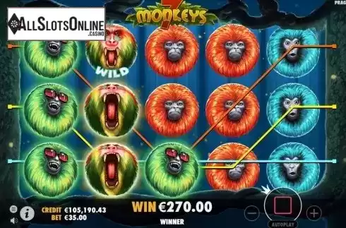 Win Screen 3. 7 Monkeys from Pragmatic Play