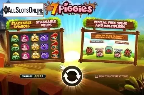 Intro screen. 7 Piggies from Pragmatic Play