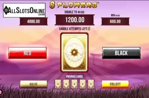 Gamble game screen. 8 Flowers from SYNOT