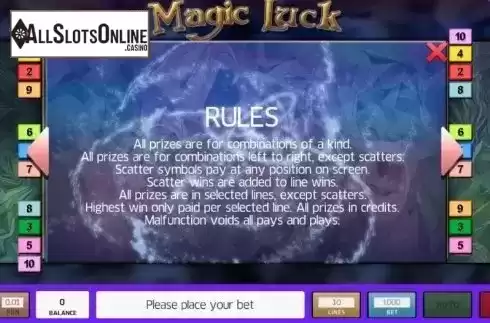Rules. Magic Luck from InBet Games
