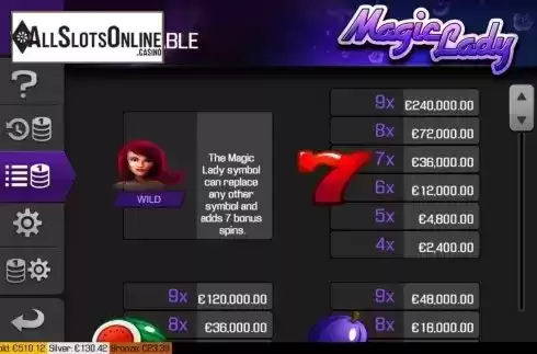 Paytable screen 1. Magic Lady from Apollo Games