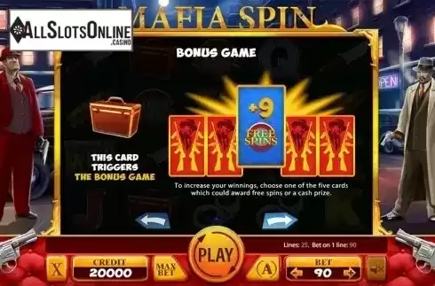 Paytable 2. Mafia Spin from X Card