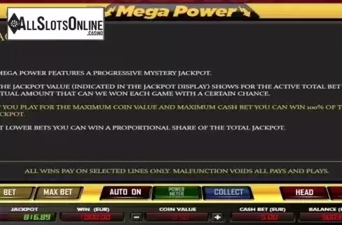 Paytable 3. Mega Power from AlteaGaming