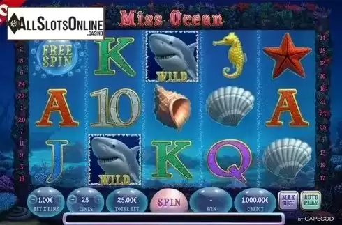 Reels screen. Miss Ocean from Capecod Gaming