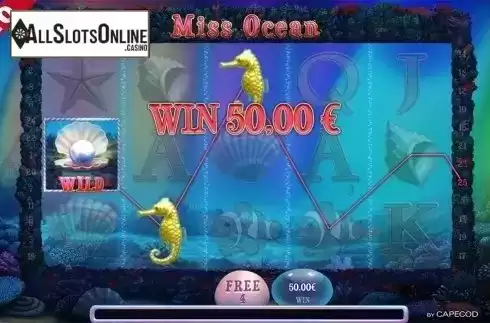 Free spins screen. Miss Ocean from Capecod Gaming