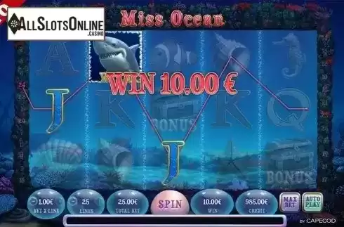 Wild win screen. Miss Ocean from Capecod Gaming