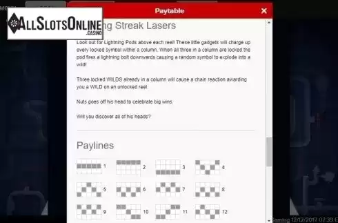 Paytable 5. Nuts & Bolts from Roxor Gaming