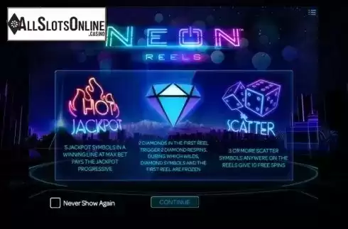 Game features. Neon Reels from iSoftBet