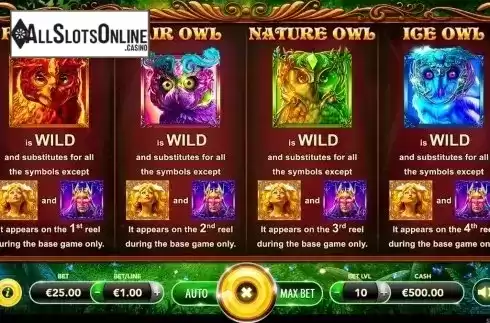 Paytable 3. Owl's Magic from Slotmotion