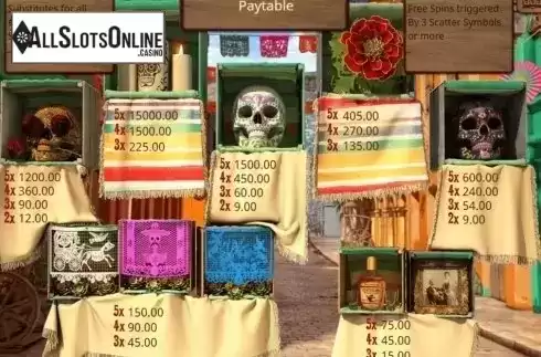 Paytable 1. Oh Catrina from Booming Games