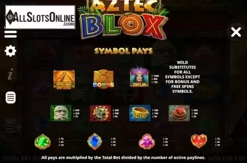 Symbols. Aztec Blox from Leander Games