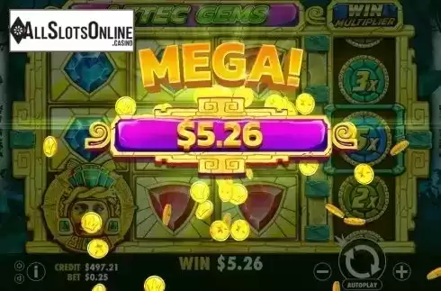 Mega Win screen. Aztec Gems from Pragmatic Play