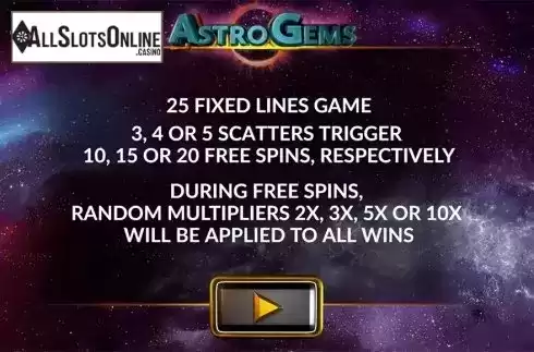 Intro screen. Astro Gems from Maverick