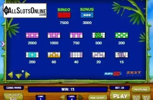 Paytable 4. Bugs Party from Play'n Go