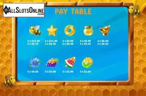 Paytable screen 2. Bumble Bee from KA Gaming
