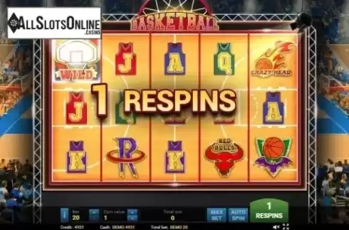 Respin screen. Basketball from Evoplay Entertainment