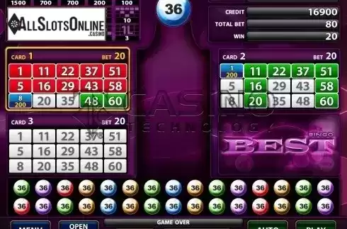 Screen2. Bingo Best from Casino Technology