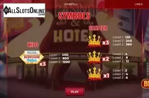Paytable 2. Boss Vegas from Spinmatic