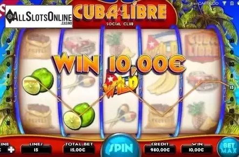 Wild win screen. Cuba Libre from Capecod Gaming