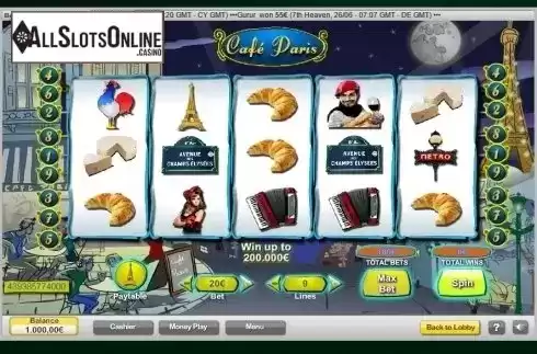 Screen 1. Cafe Paris from NeoGames