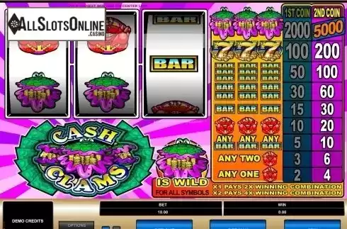 Screen2. Cash Clams from Microgaming