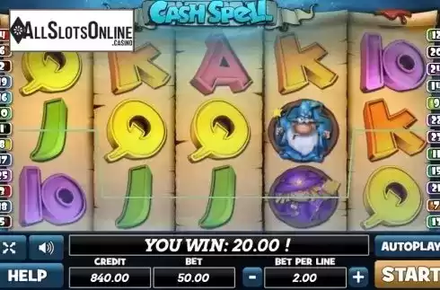 Win Screen. Cash Spell from PlayPearls