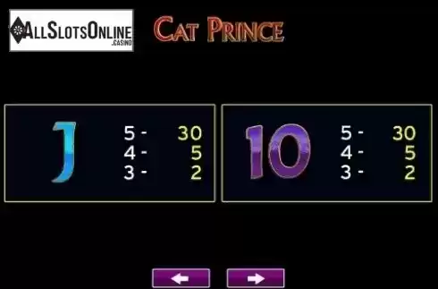 Paytable 4. Cat Prince from High 5 Games
