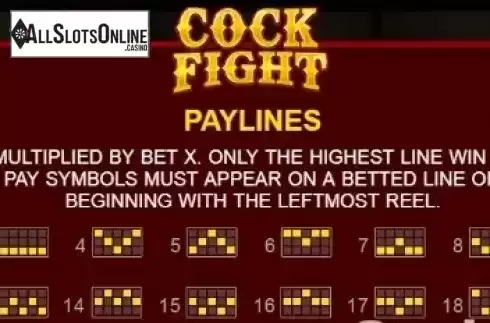 Paytable 2. Cock Fight from JDB168