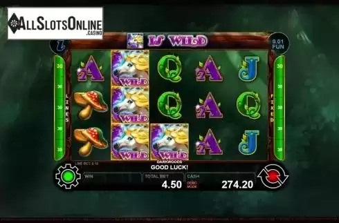 Win screen. Dark Woods from Casino Technology