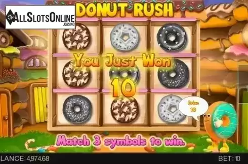 Win screen. Donut Rush from Spinomenal