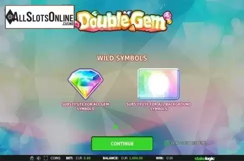 Intro screen 1. Double Gem from StakeLogic