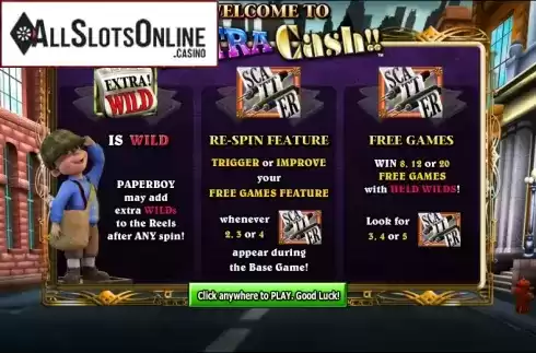 Game features. Extra Cash!! from NextGen