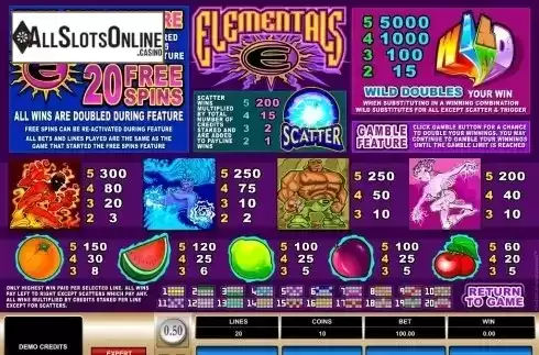 Screen2. Elementals from Microgaming