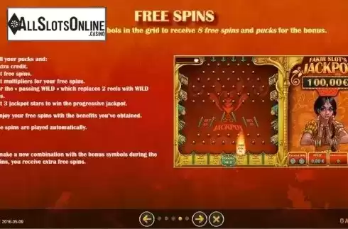 Free Spins. Fakir Slot from GAMING1
