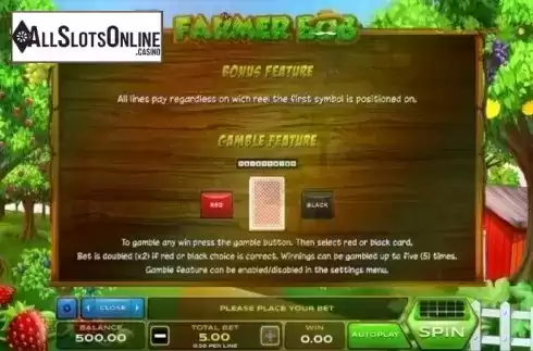 Features. Farmer Bob from Xplosive Slots Group
