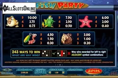 Screen4. Fish Party from Microgaming