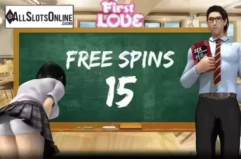 Free speen intro screen. First Love from Spadegaming
