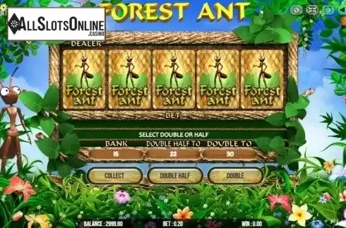 Risk (Double up) game screen. Forest Ant from Fugaso