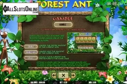 Paytable 3. Forest Ant from Fugaso