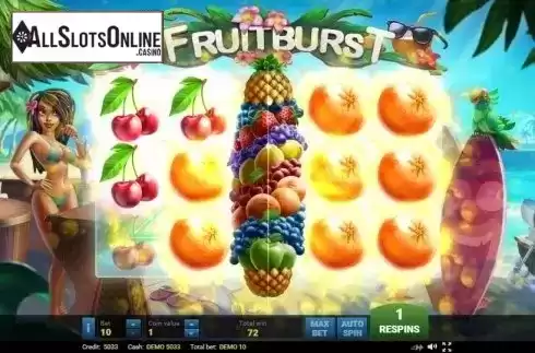 Respin Locking Win scren. Fruitburst from Evoplay Entertainment