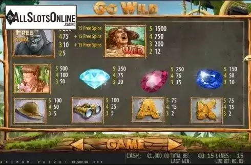 Paytable 1. Go Wild HD from World Match
