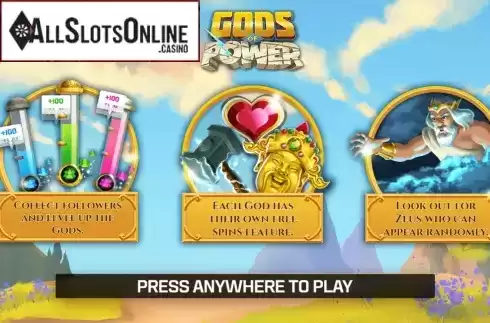 Start screen. Gods of Power from Golden Rock Studios