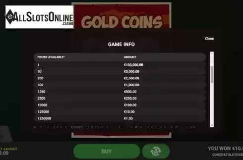 Information screen 2. Gold Coins from Hacksaw Gaming