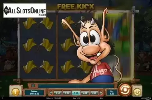 Free Kick screen. Hugo Goal from Play'n Go