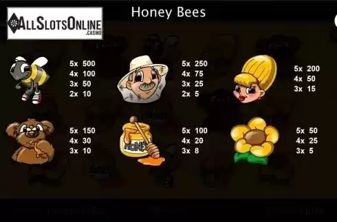Paytable 2. Honey Bees from Cozy