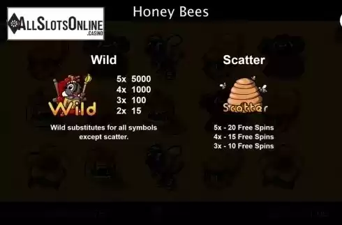 Paytable 1. Honey Bees from Cozy