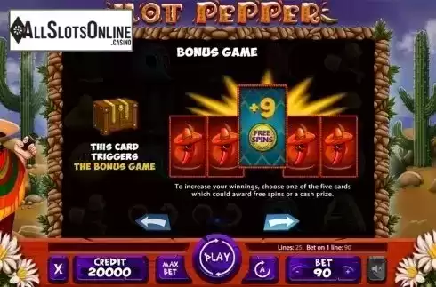 Paytable 2. Hot Pepper from X Card