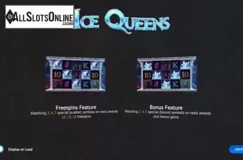 Start Screen. Ice Queens from 1X2gaming