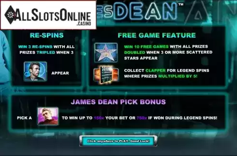 Game features. James Dean from NextGen